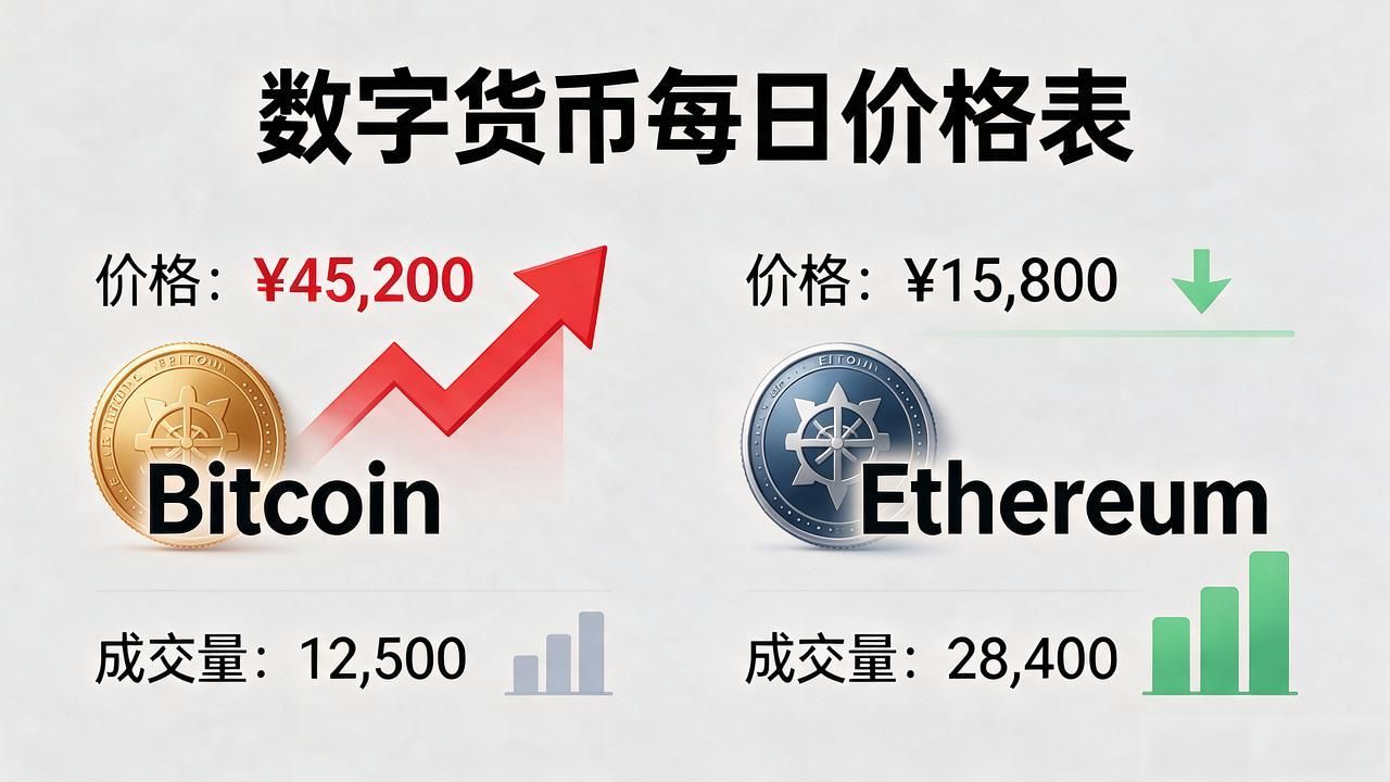 今天数字货币每日价格表已更新，主流币涨跌数字一张表全看清