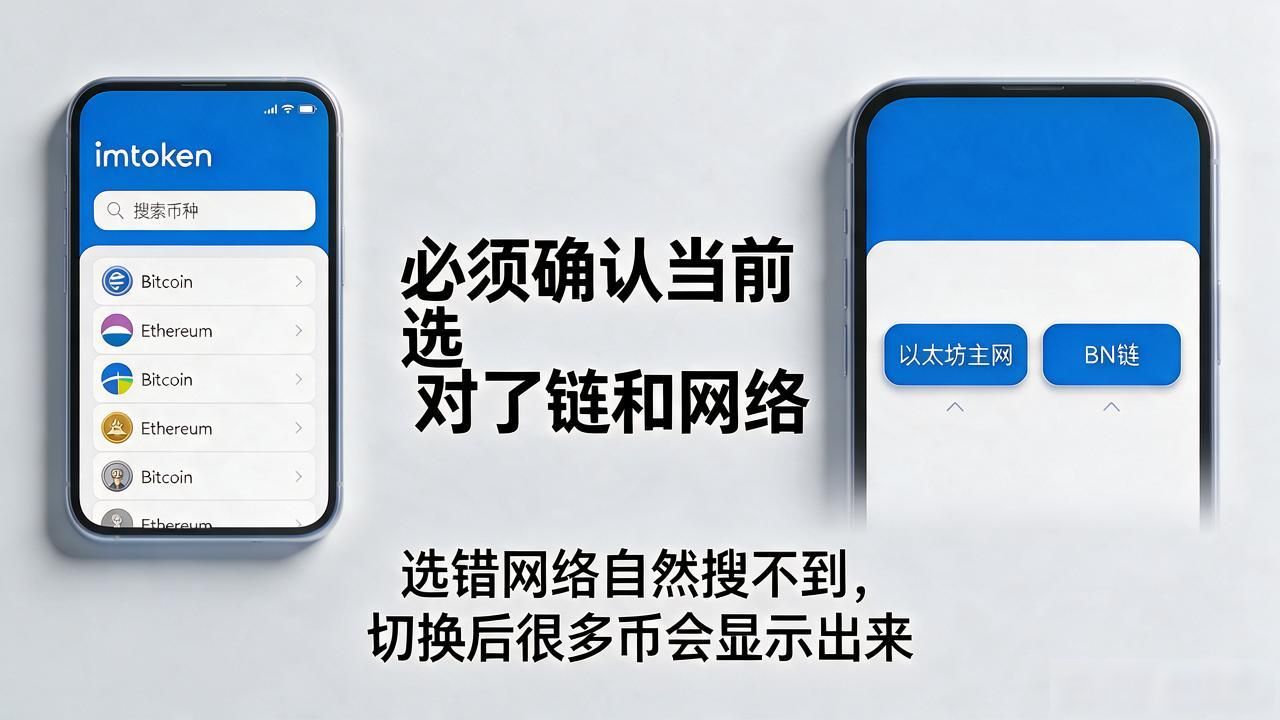 imtoken怎么搜索不到币种？手动添加、切网络、贴地址几步搞定