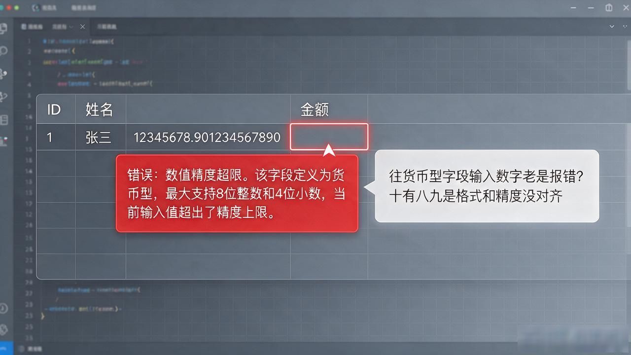 往货币型字段输入数字老是报错？十有八九是格式和精度没对齐