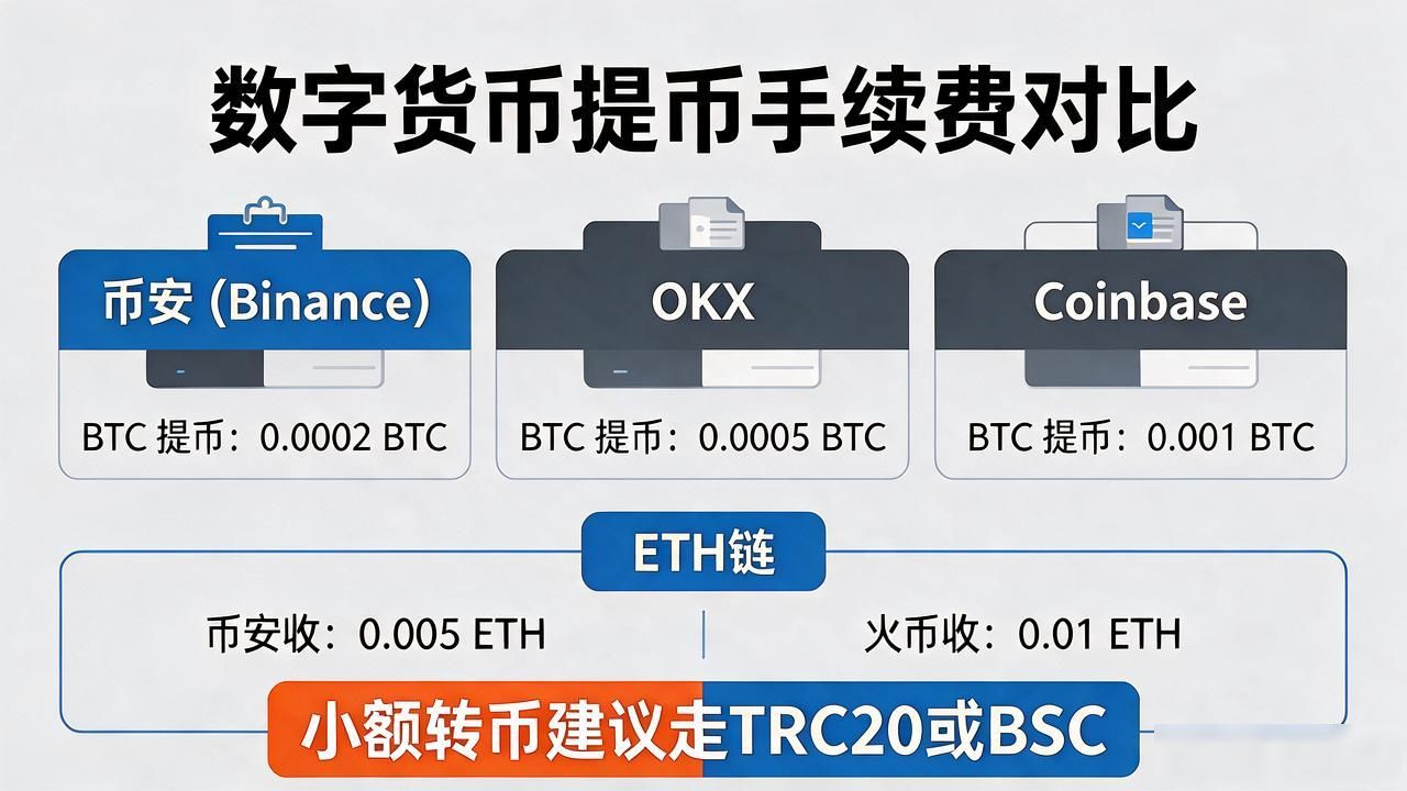 数字货币不同平台提币，费用和到账差多少？选错链直接归零