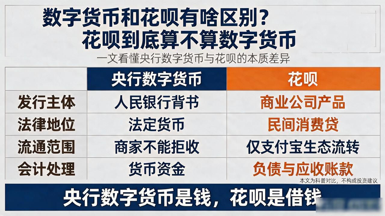数字货币和花呗有啥区别？花呗到底算不算数字货币