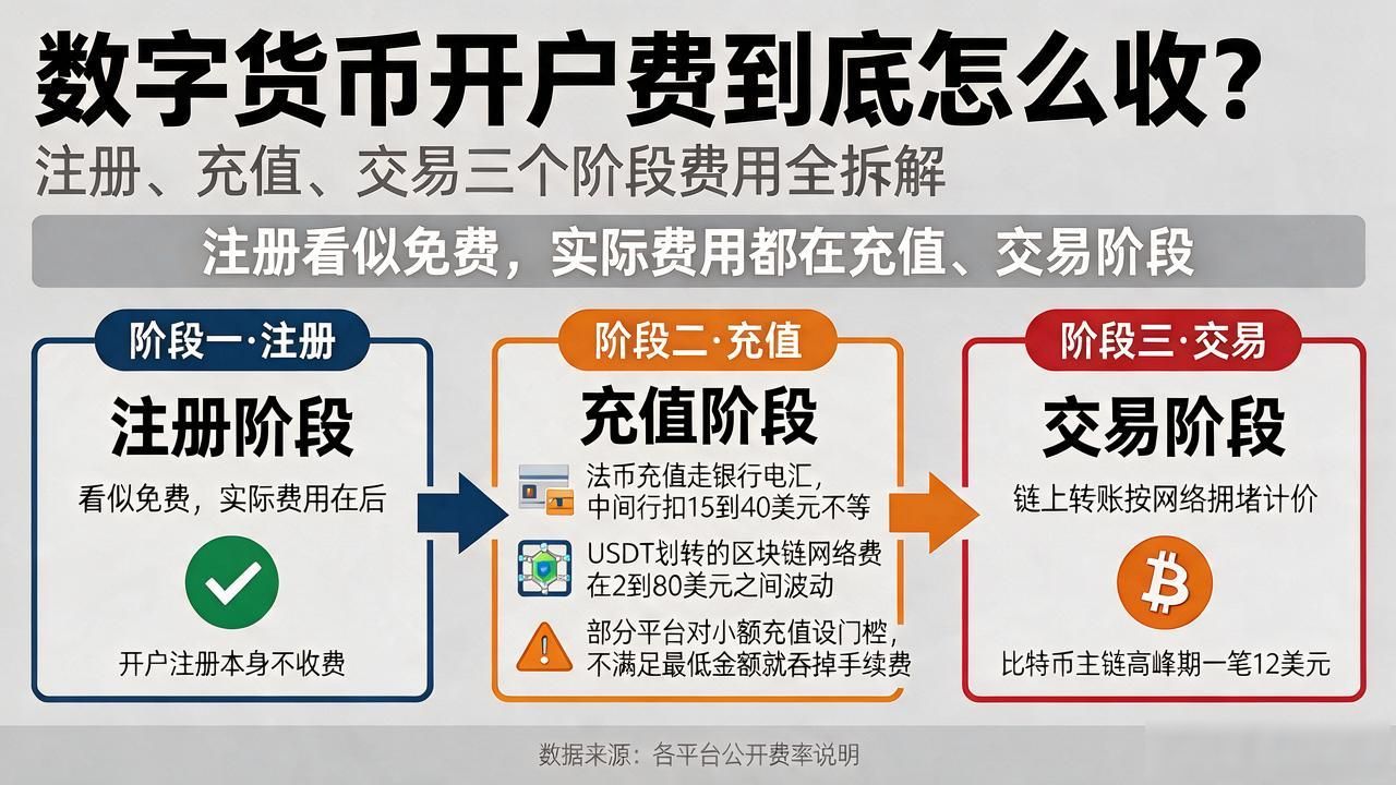 数字货币开户费到底怎么收？注册、充值、交易三个阶段费用全拆解