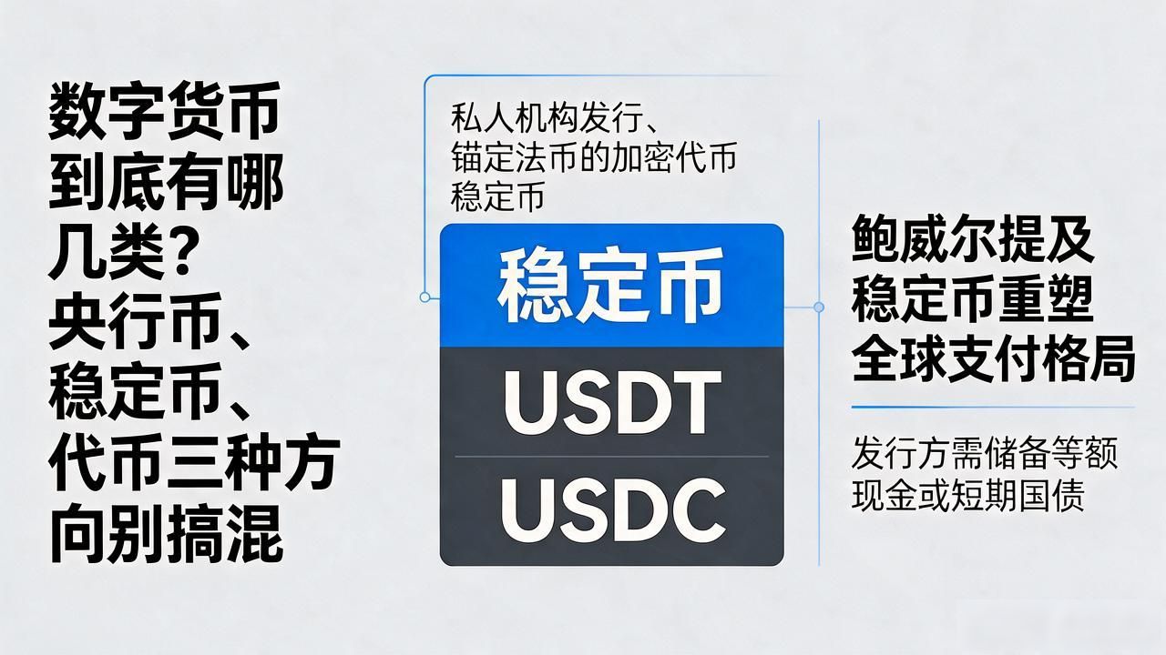 数字货币到底有哪几类？央行币、稳定币、代币三种方向别搞混